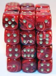 Chessex: Burgundy/Gold Vortex 36Ct D6 Dice Set 12mm Dice & Gaming Accessories Chessex