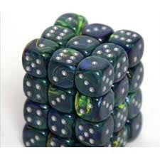 Chessex: Green/Silver Festive 36Ct D6 12mm Dice & Gaming Accessories Chessex