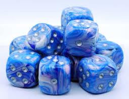 Chessex: Blue/Silver Mother Of Pearl 36Ct D6 12mm Dice & Gaming Accessories Chessex