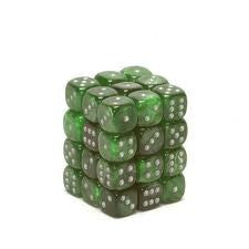 Chessex: Green/Silver Velvet 36Ct D6 Dice Set 12mm Dice & Gaming Accessories Chessex