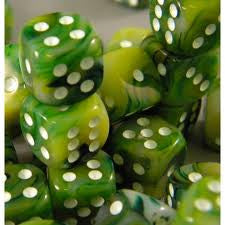 Chessex: Green/White Phantom 36Ct D6 Dice Set 12mm Dice & Gaming Accessories Chessex