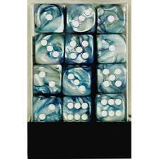 Chessex: "Lustrous" Slate/White 36D6 12mm Dice & Gaming Accessories Chessex