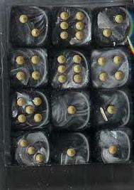 Chessex: Black/Gold Lustrous 36Ct D6 Dice Set 12mm Dice & Gaming Accessories Chessex