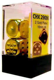 Chessex: Gold-Plated 2Ct D6 Dice Set: 16mm Dice & Gaming Accessories Chessex