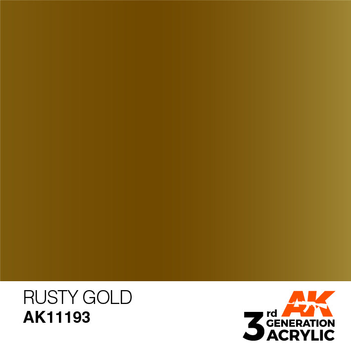 AK Interactive: 3rd Gen Acrylic Rusty Gold 17ml Model Paints AK INTERACTIVE