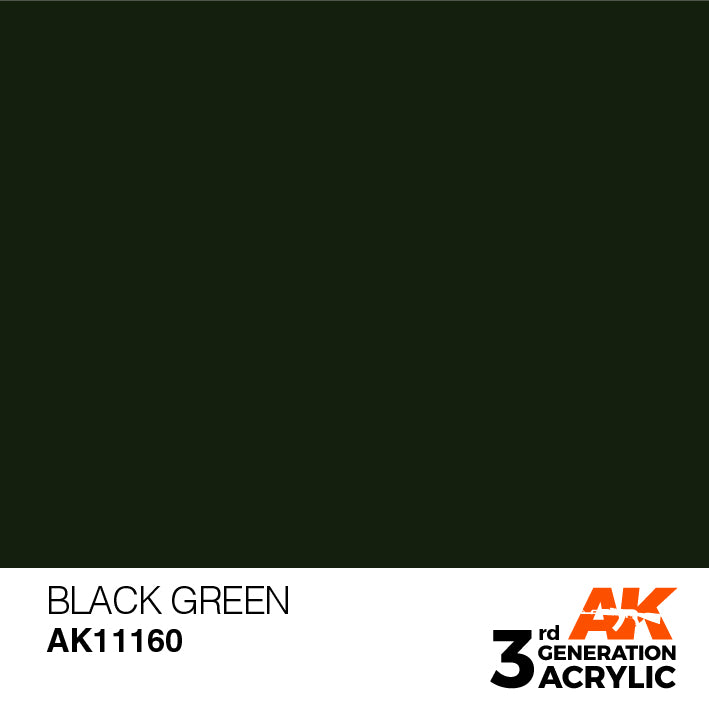 AK Interactive: 3rd Gen Acrylic Black Green 17ml Model Paints AK INTERACTIVE