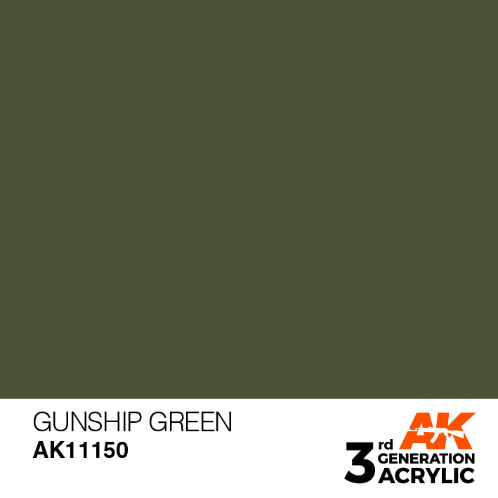 AK Interactive: 3rd Gen Acrylic Gunship Green 17ml Model Paints AK INTERACTIVE