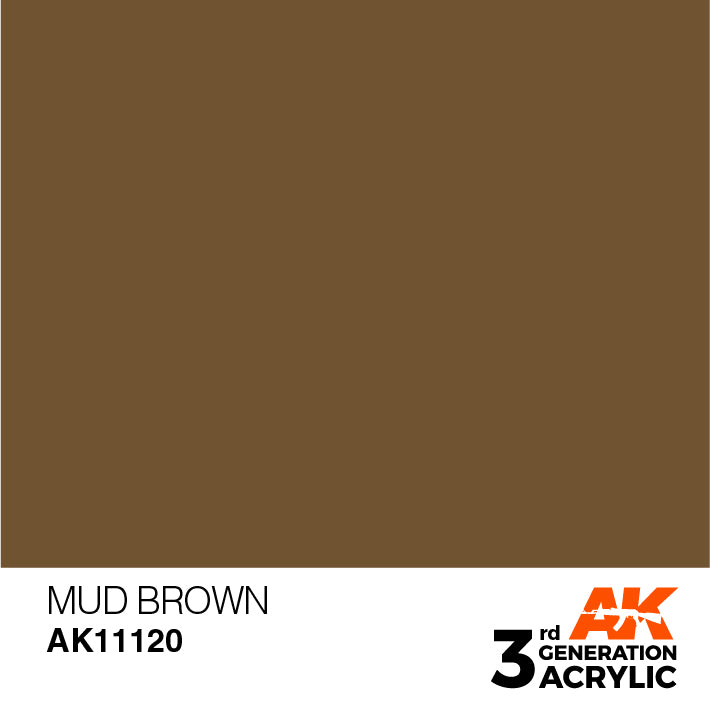 AK Interactive: 3rd Gen Acrylic Mud Brown 17ml Basing Materials AK INTERACTIVE