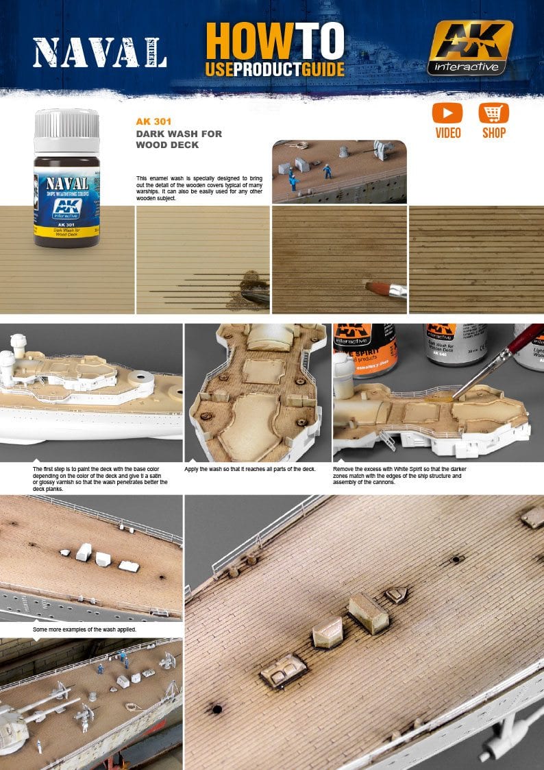 AK Interactive: Dark Wash For Wood Decks Model Paints AK INTERACTIVE