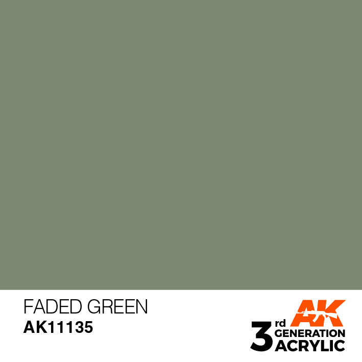 AK Interactive: 3rd Gen Acrylic Faded Green 17ml Model Paints AK INTERACTIVE