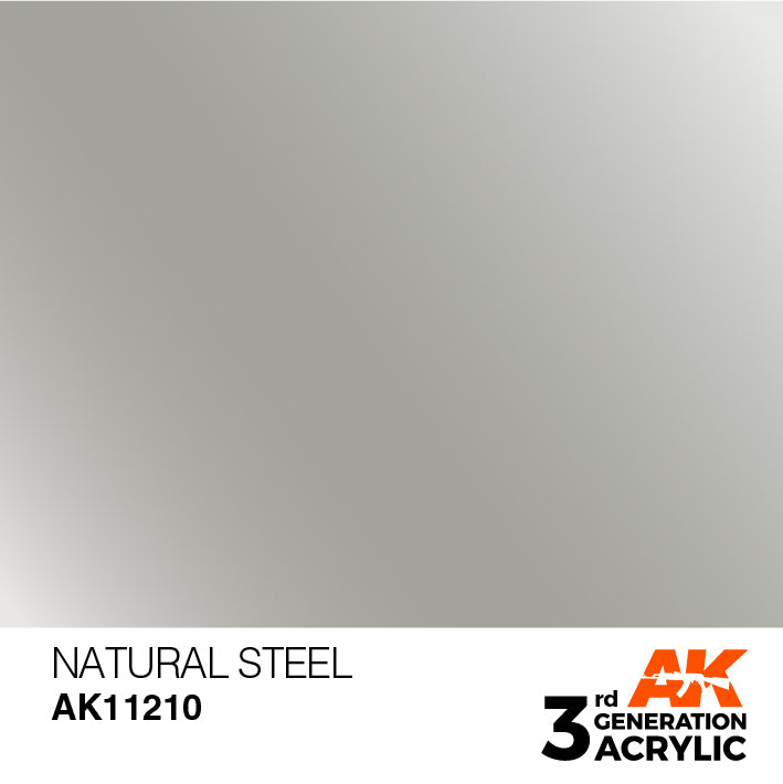 AK Interactive: 3rd Gen Acrylic Natural Steel 17ml Model Paints AK INTERACTIVE