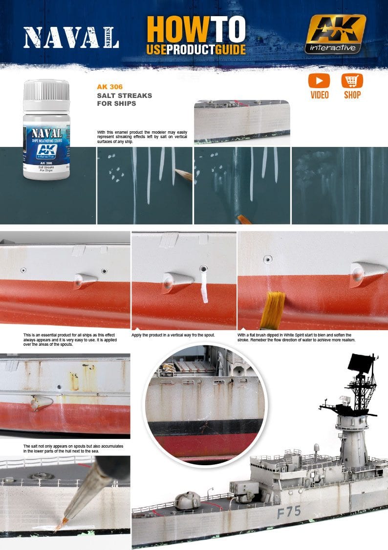 AK Interactive: Salt Streaks For Ships Model Paints AK INTERACTIVE