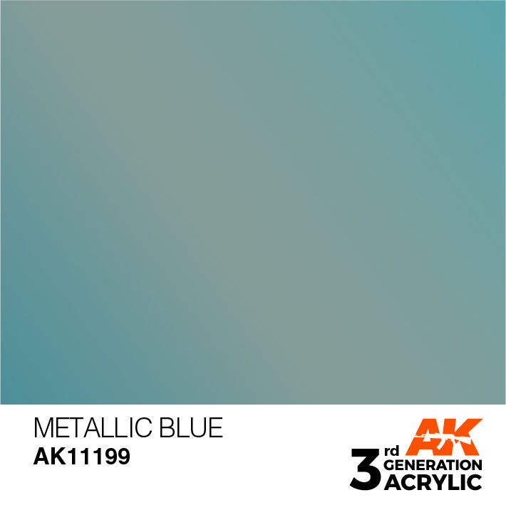 AK Interactive: 3rd Gen Acrylic Metallic Blue 17ml Model Paints AK INTERACTIVE