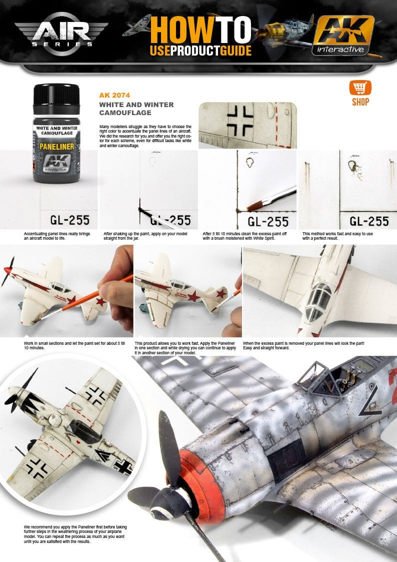 AK Interactive: Paneliner For White And Winter Camouflage 35ml Model Paints AK INTERACTIVE