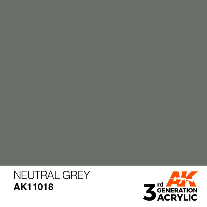 AK Interactive: 3rd Gen Acrylic Neutral Grey 17ml Model Paints AK INTERACTIVE