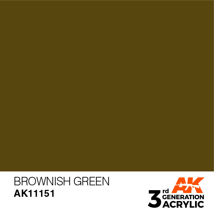 AK Interactive: 3rd Gen Acrylic Brownish Green 17ml Model Paints AK INTERACTIVE