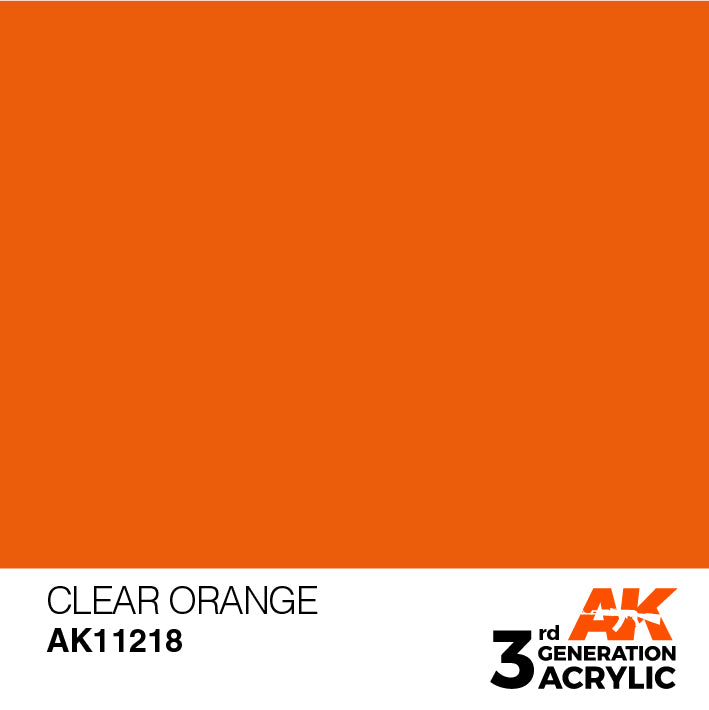 AK Interactive: 3rd Gen Acrylic Clear Orange 17ml Model Paints AK INTERACTIVE