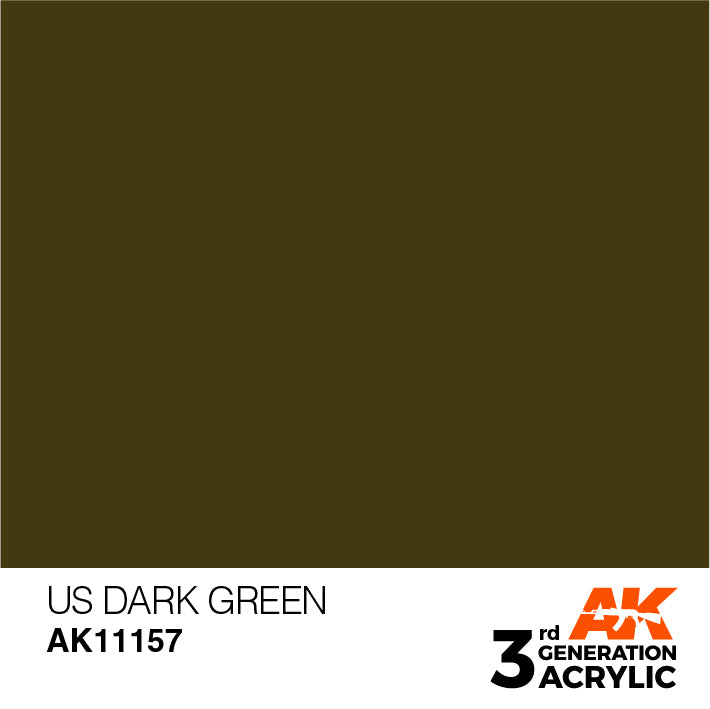 AK Interactive: 3rd Gen Acrylic US Dark Green 17ml Model Paints AK INTERACTIVE
