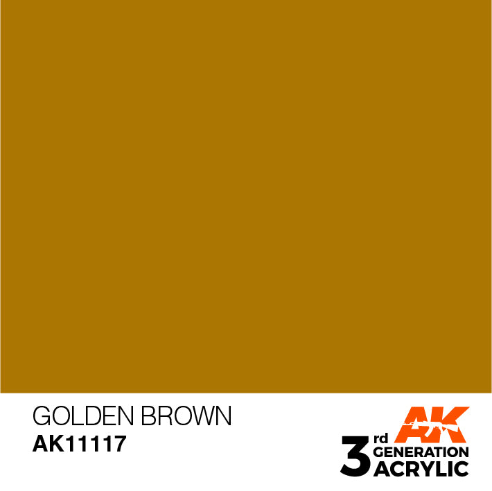 AK Interactive: 3rd Gen Acrylic Golden Brown 17ml Model Paints AK INTERACTIVE