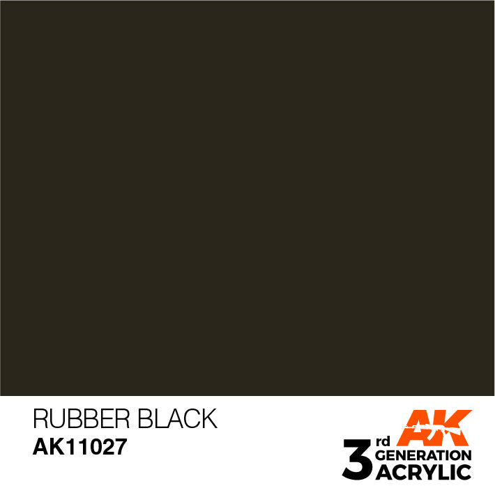 AK Interactive: 3rd Gen Acrylic Rubber Black 17ml