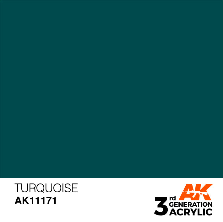 AK Interactive: 3rd Gen Acrylic Turquoise 17ml Model Paints AK INTERACTIVE