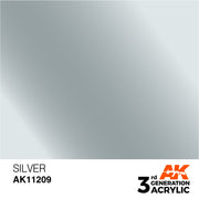 AK Interactive: 3rd Gen Acrylic Silver 17ml Model Paints AK INTERACTIVE