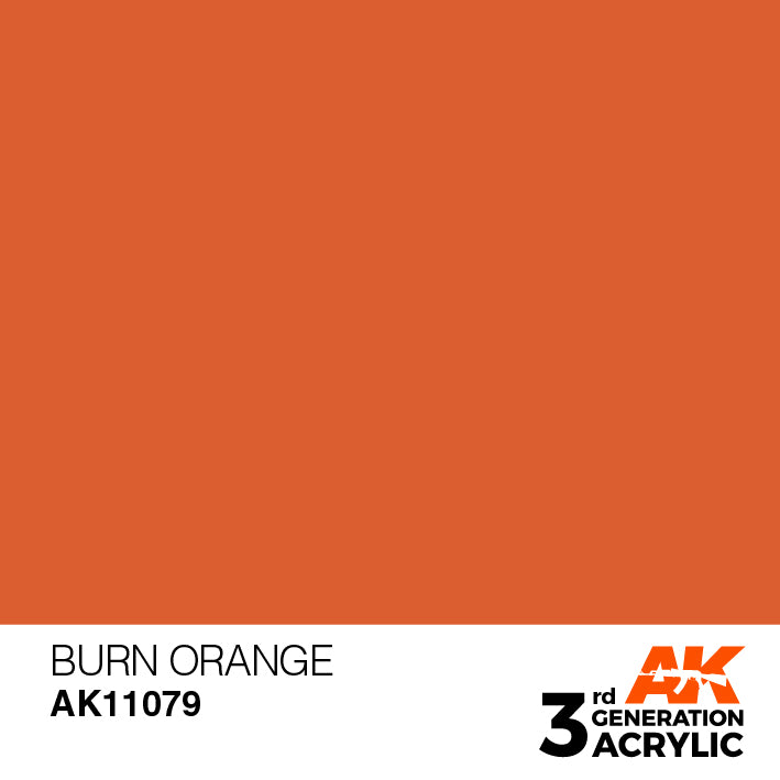AK Interactive: 3rd Gen Acrylic Burn Orange 17ml Model Paints AK INTERACTIVE
