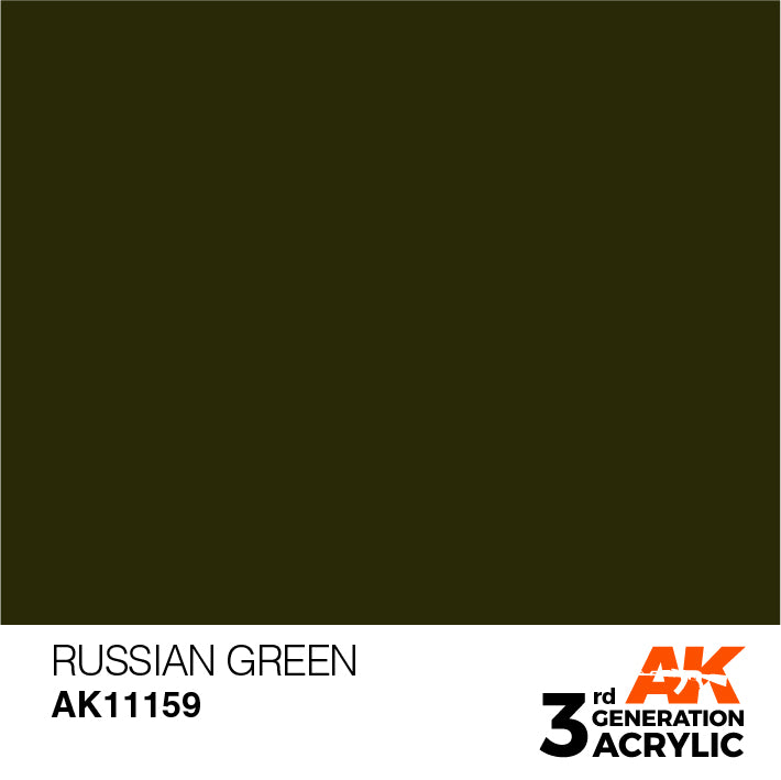 AK Interactive: 3rd Gen Acrylic Russian Green 17ml Model Paints AK INTERACTIVE
