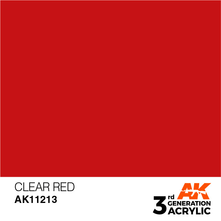 AK Interactive: 3rd Gen Acrylic Clear Red 17ml Model Paints AK INTERACTIVE