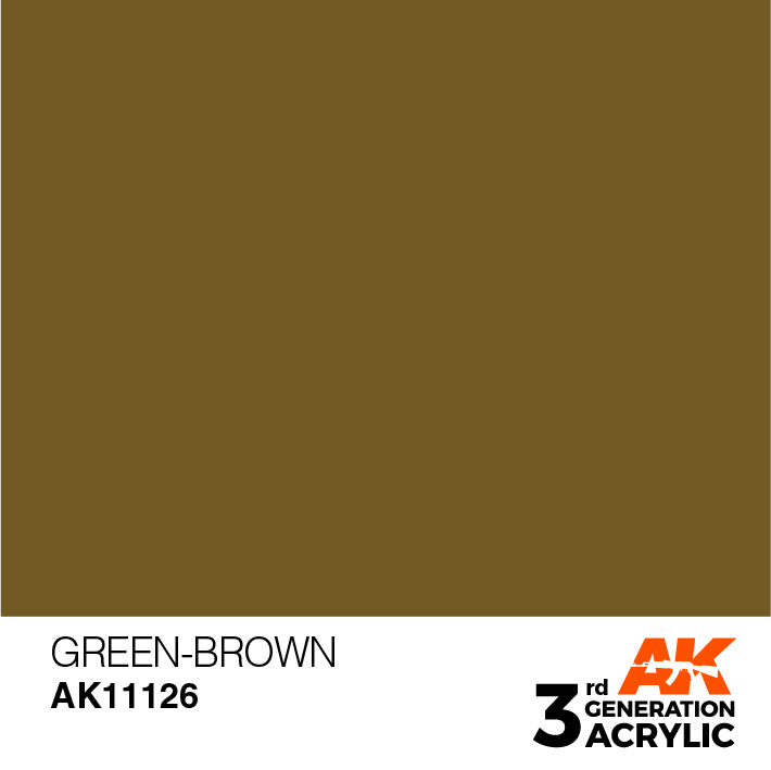 AK Interactive: 3rd Gen Acrylic Green-Brown 17ml Model Paints AK INTERACTIVE