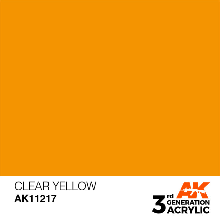 AK Interactive: 3rd Gen Acrylic Clear Yellow 17ml Model Paints AK INTERACTIVE