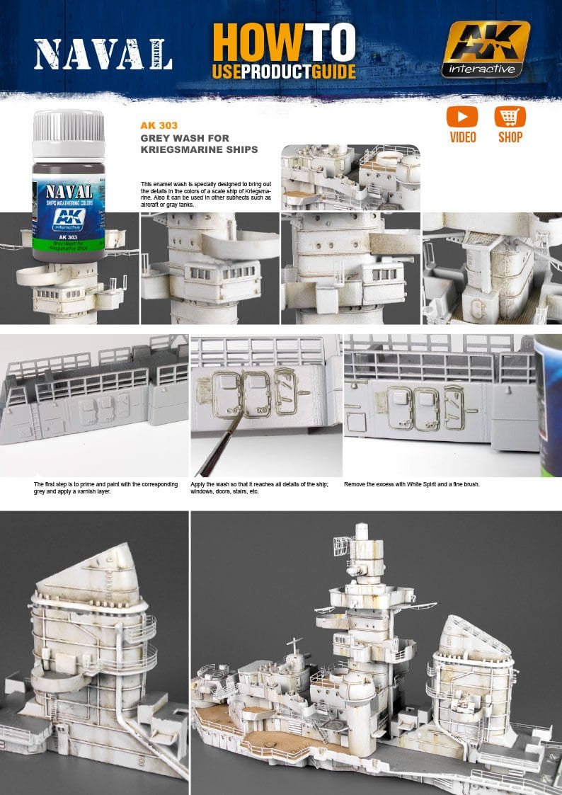 AK Interactive: Grey Wash For Kriegsmarine Ships Model Paints AK INTERACTIVE