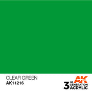 AK Interactive: 3rd Gen Acrylic Clear Green 17ml Model Paints AK INTERACTIVE