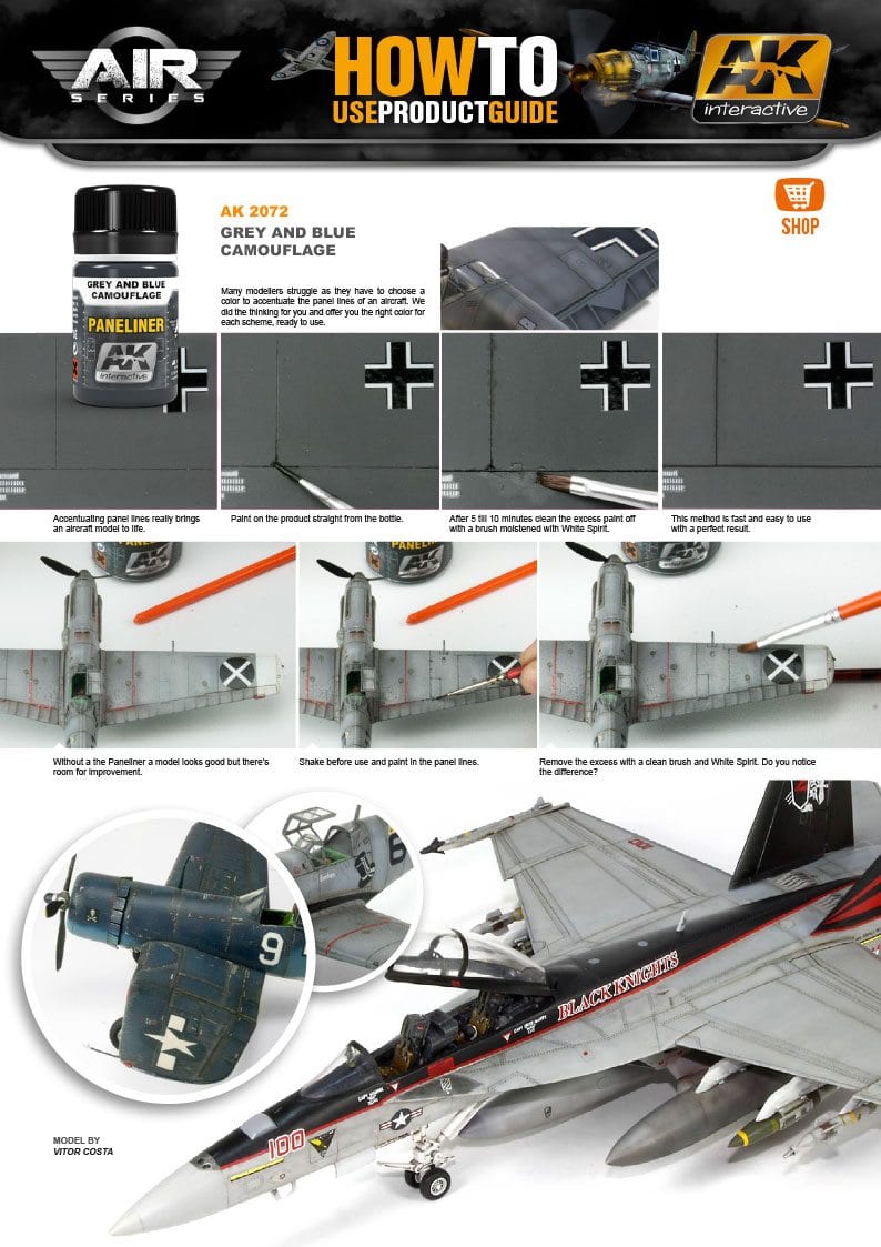 AK Interactive: Paneliner For Grey And Blue Camouflage 35ml Model Paints AK INTERACTIVE