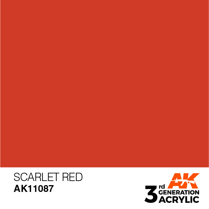 AK Interactive: 3rd Gen Acrylic Scarlet Red 17ml Model Paints AK INTERACTIVE