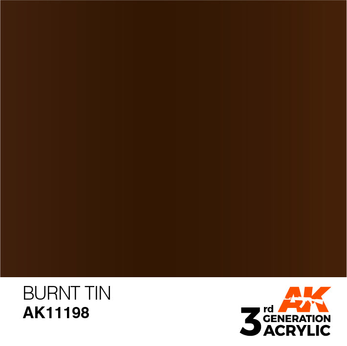 AK Interactive: 3rd Gen Acrylic Burnt Tin 17ml
