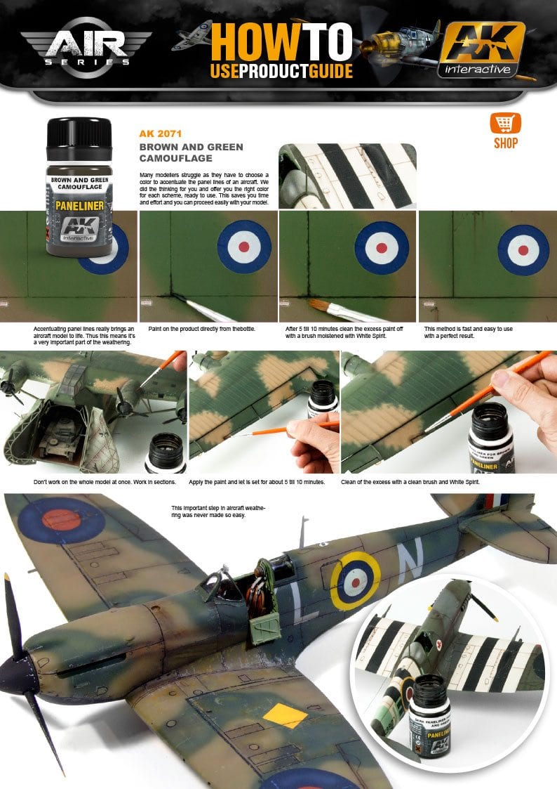 AK Interactive: Paneliner For Brown And Green Camouflage 35ml Model Paints AK INTERACTIVE