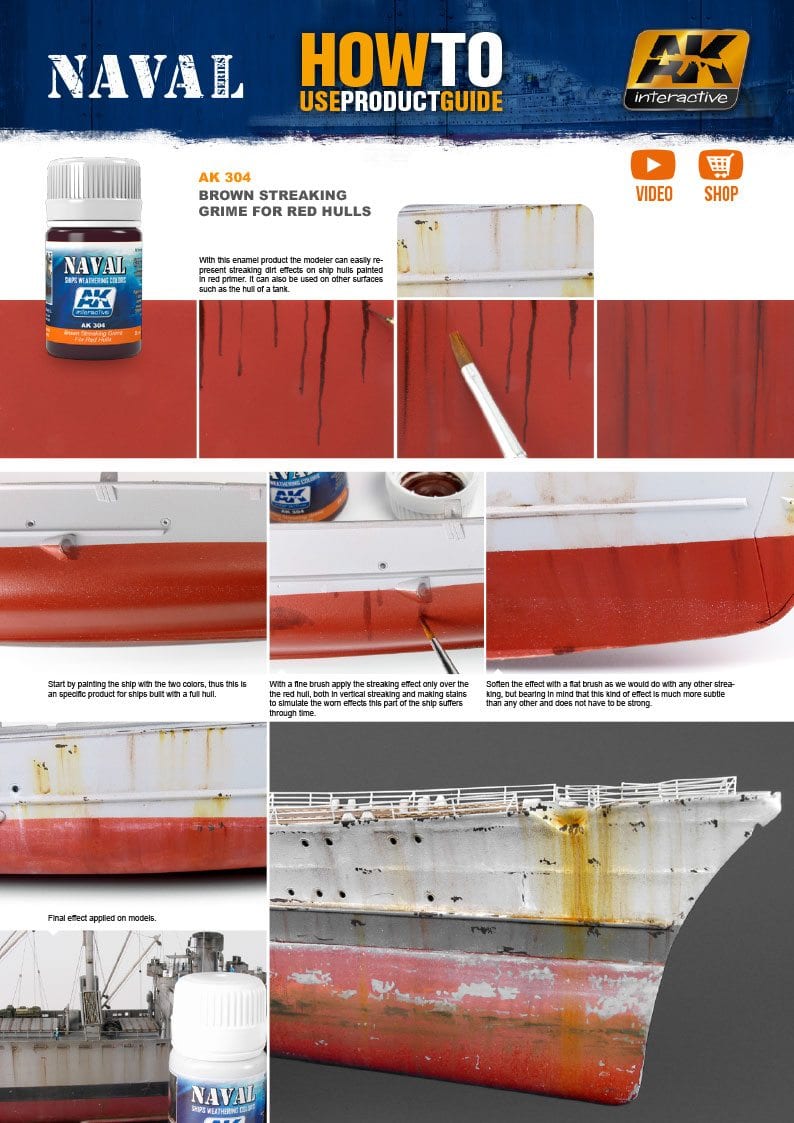 AK Interactive: Brown Streaking Grime For Red Hulls Model Paints AK INTERACTIVE