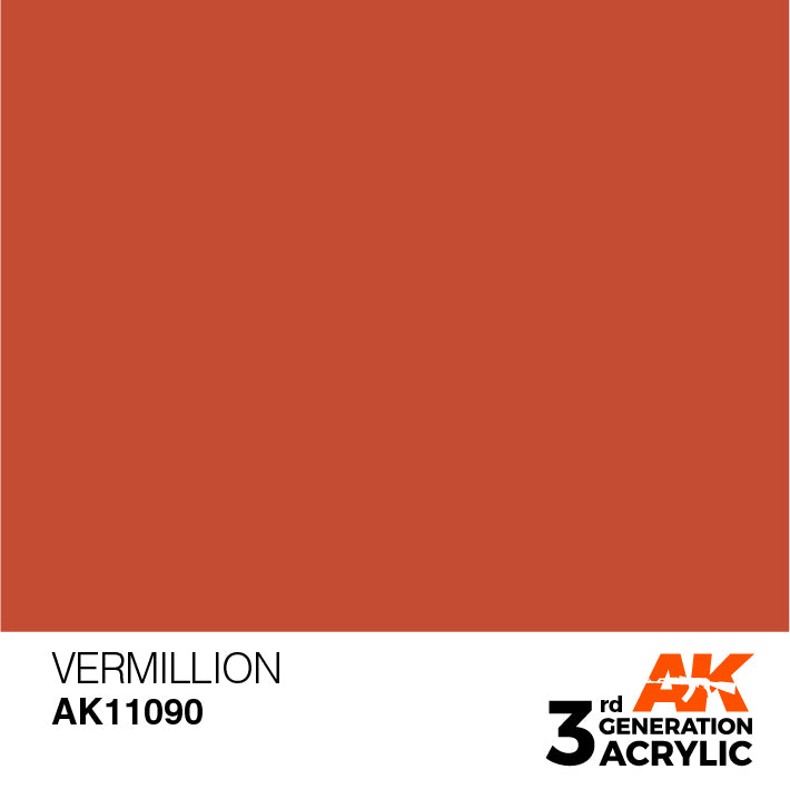 AK Interactive: 3rd Gen Acrylic Vermillion 17ml Model Paints AK INTERACTIVE