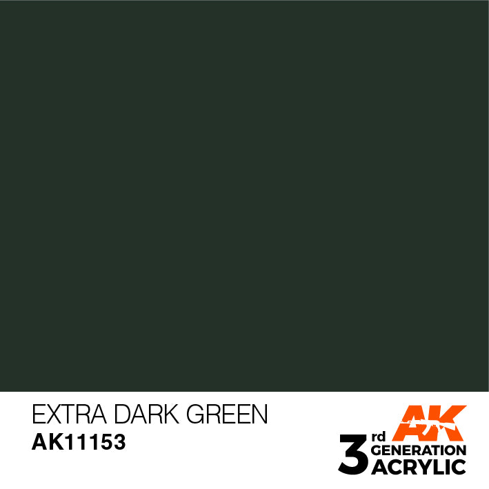 AK Interactive: 3rd Gen Acrylic Extra Dark Green 17ml