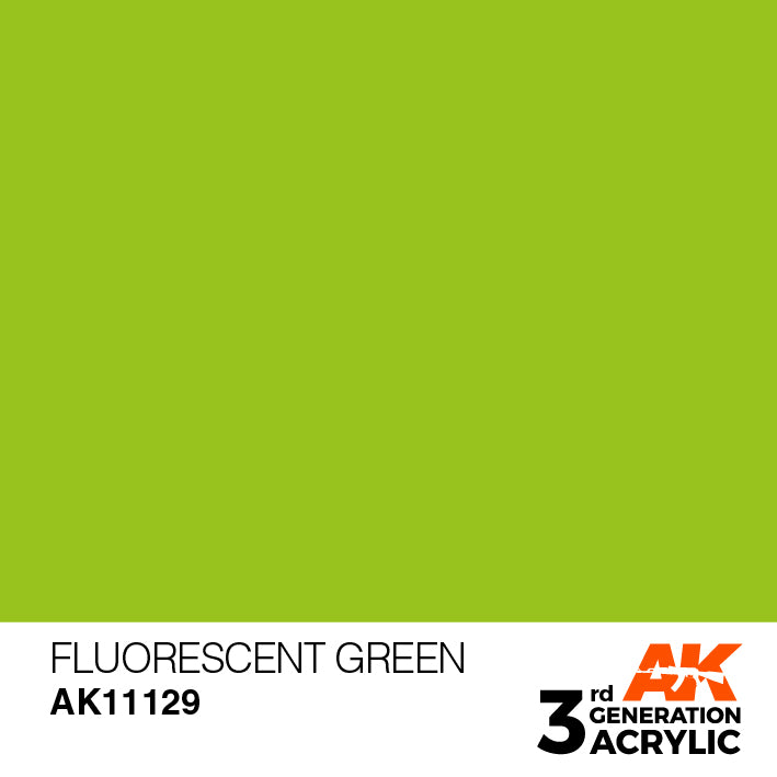 AK Interactive: 3rd Gen Acrylic Fluorescent Green 17ml Model Paints AK INTERACTIVE
