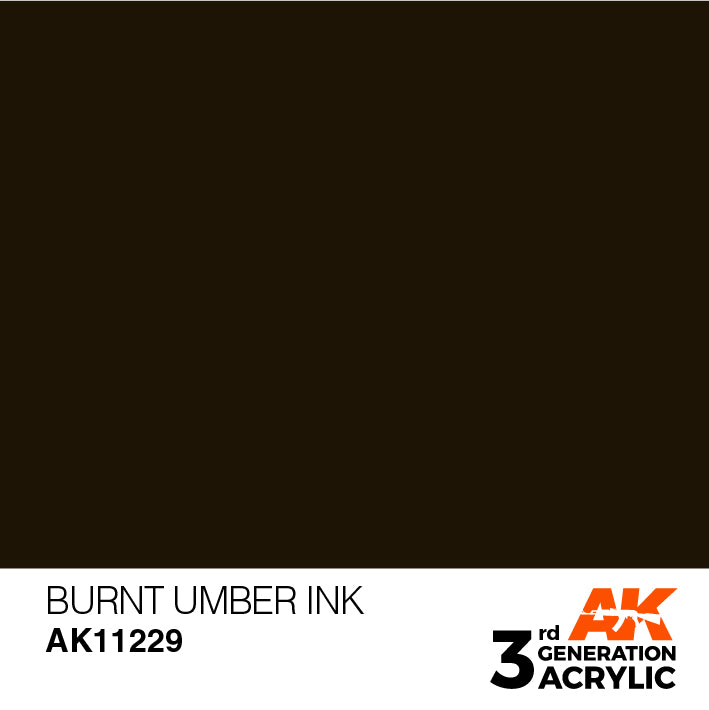 AK Interactive: 3rd Gen Acrylic Burnt Umber INK 17 ml Model Paints AK INTERACTIVE