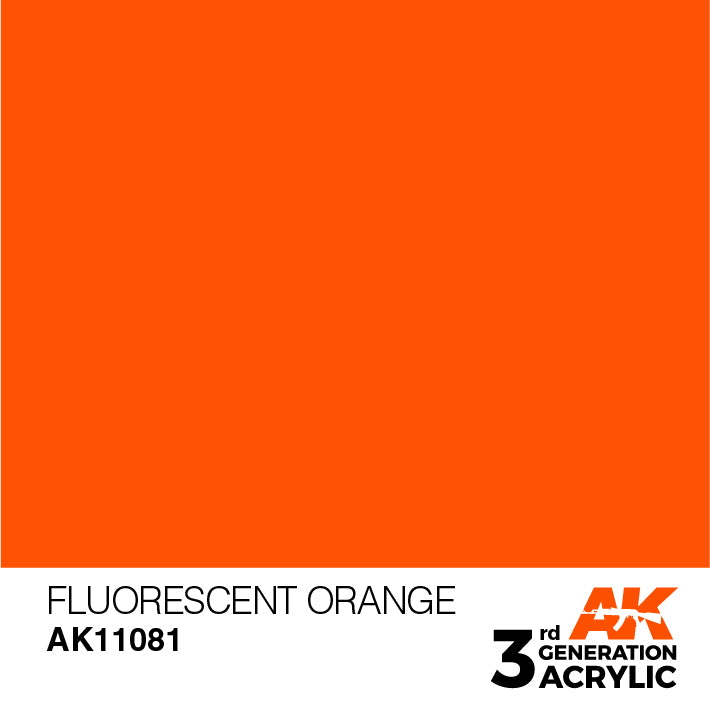 AK Interactive: 3rd Gen Acrylic Fluorescent Orange 17ml Model Paints AK INTERACTIVE