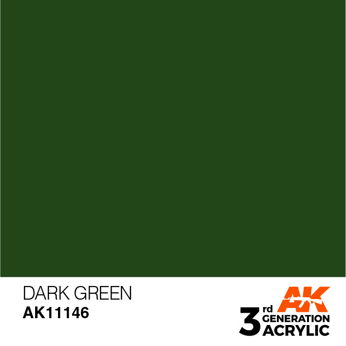 AK Interactive: 3rd Gen Acrylic Dark Green 17ml Model Paints AK INTERACTIVE