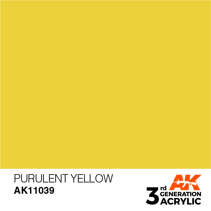 AK Interactive: 3rd Gen Acrylic Purulent Yellow 17ml