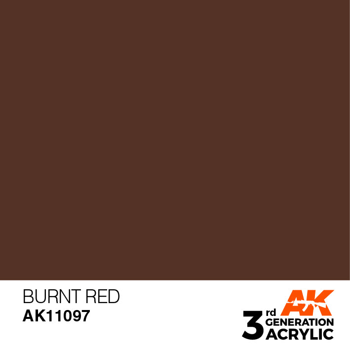 AK Interactive: 3rd Gen Acrylic Burnt Red 17ml Model Paints AK INTERACTIVE