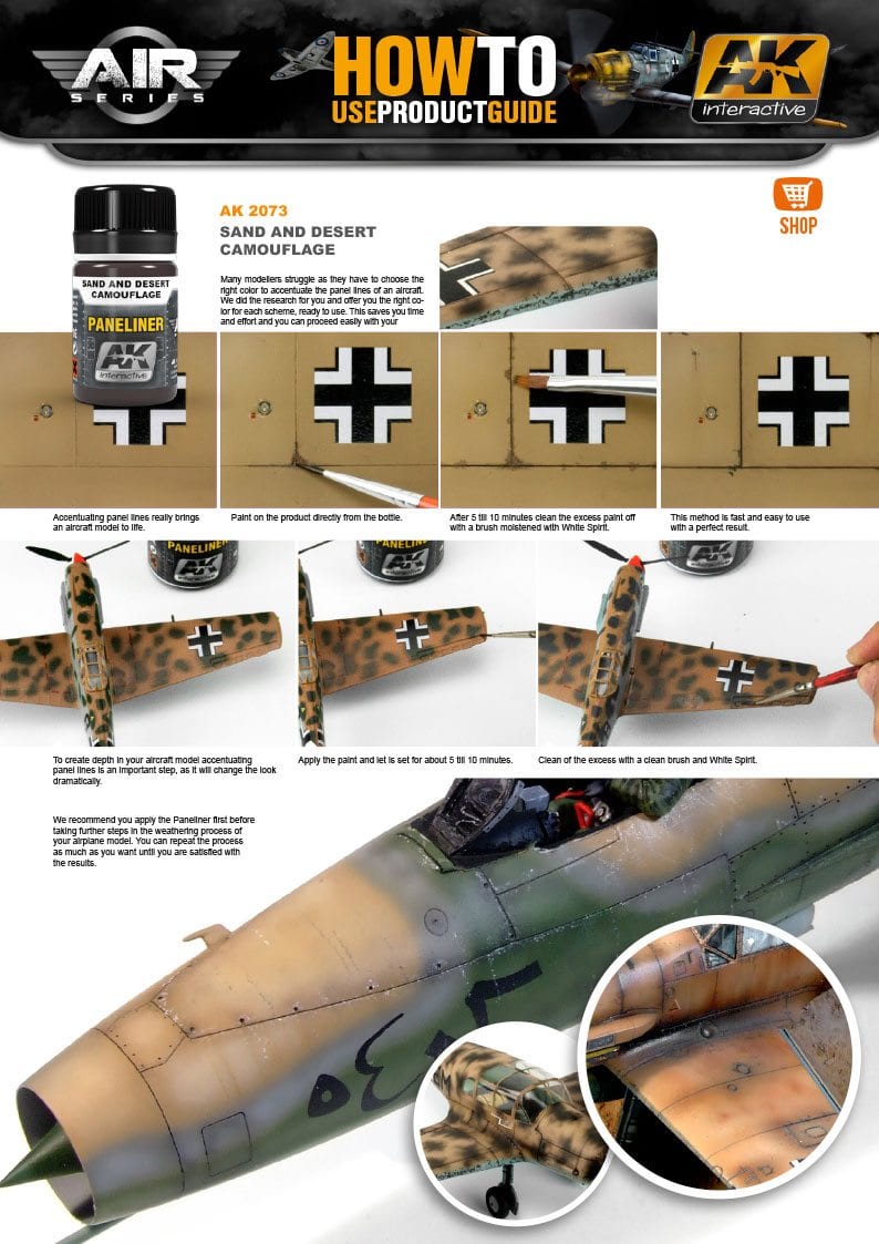 AK Interactive: Paneliner For Sand And Desert Camouflage 35ml Basing Materials AK INTERACTIVE