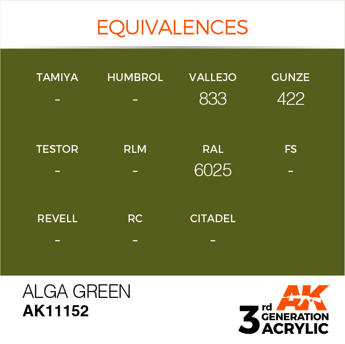 AK Interactive: 3rd Gen Acrylic Alga Green 17ml Model Paints AK INTERACTIVE