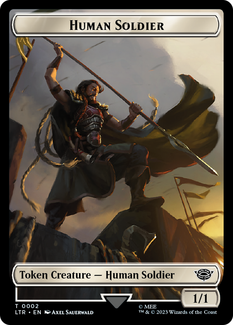 Human (04) // Human Soldier (02) Double-Sided Token [The Lord of the Rings: Tales of Middle-Earth Commander Tokens] MTG Single Magic: The Gathering   