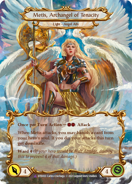 Figment of Tenacity // Metis, Archangel of Tenacity (Marvel) [DTD010] (Dusk Till Dawn)  Cold Foil Flesh And Blood Single Flesh And Blood   